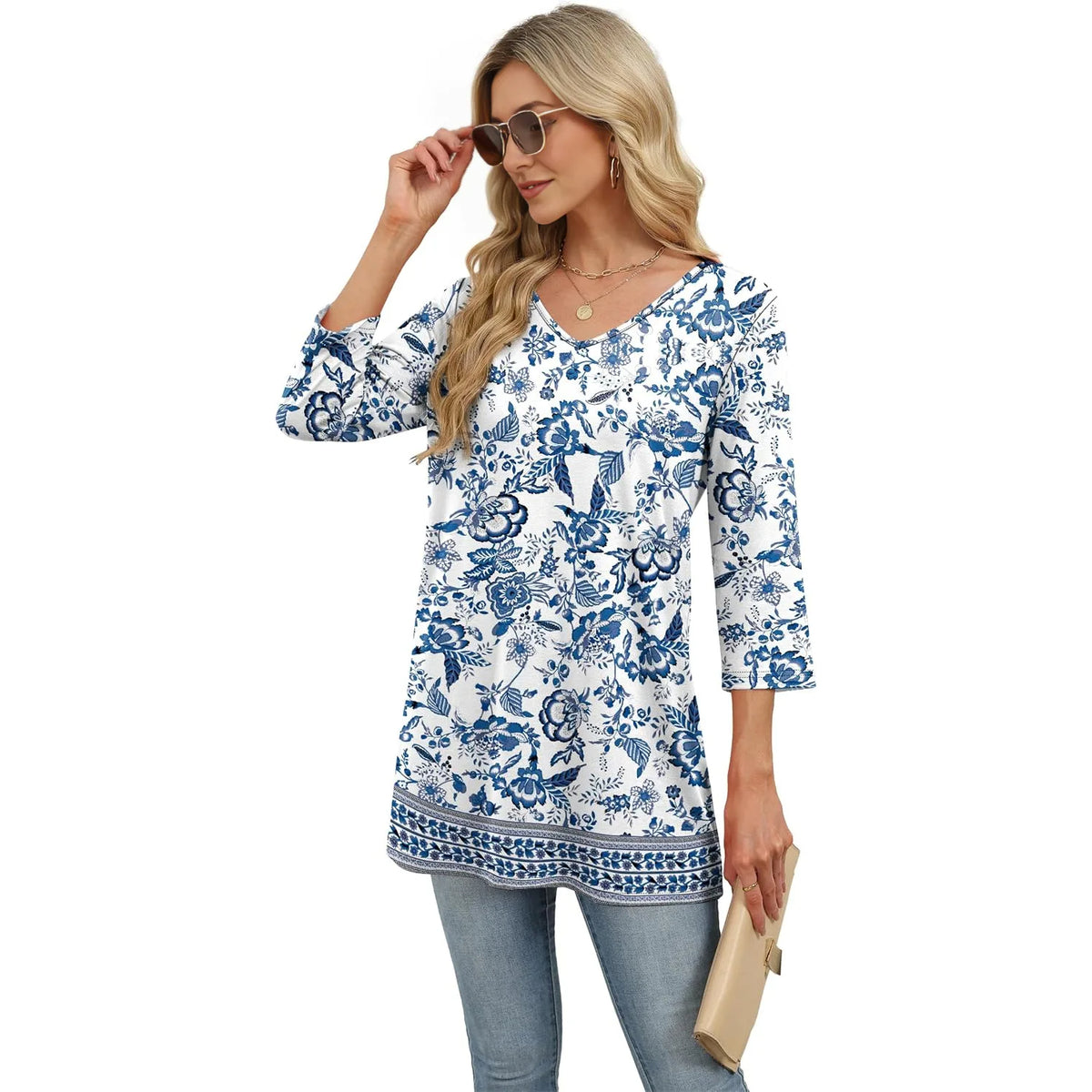 Casual Loose Sleeve Everyday Tunic Top For Women