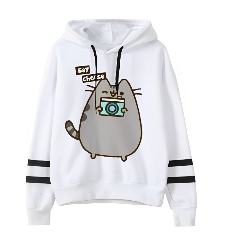 Sweat à capuche imprimé Pusheen en polaire décontracté