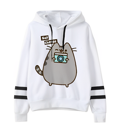 Casual Fleece Pusheen Printed Hoodie