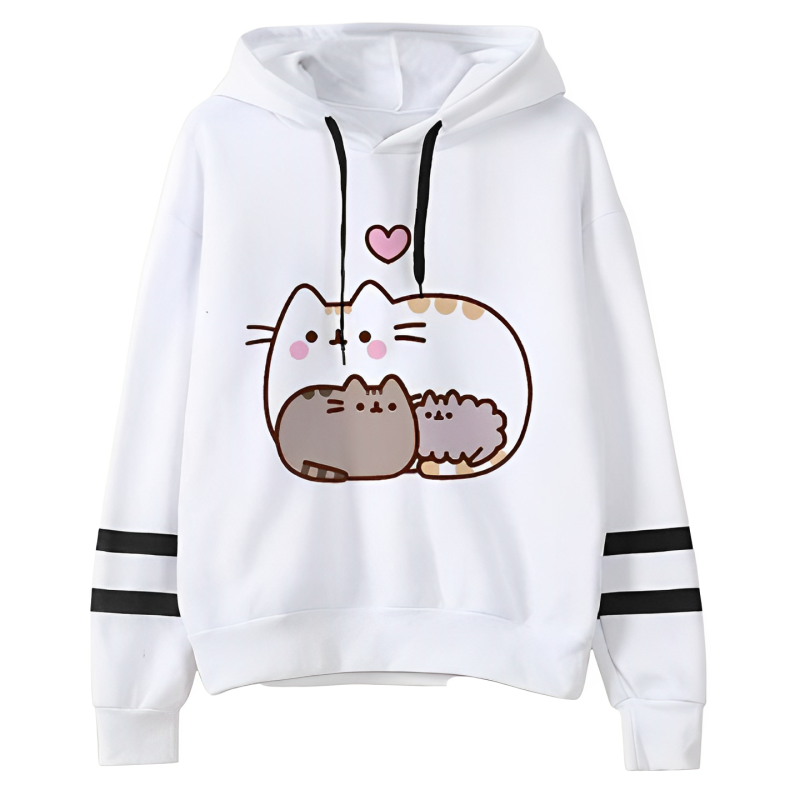 Sweat à capuche imprimé Pusheen en polaire décontracté