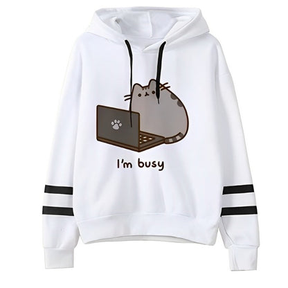 Casual Fleece Pusheen Printed Hoodie