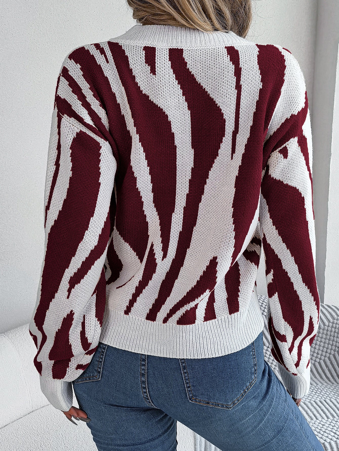 Casual Graffiti Striped Loose Pullover Sweater