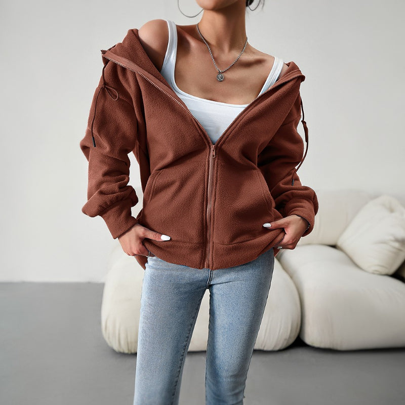 Casual Zipper Hooded Loose Cardigan Jacket