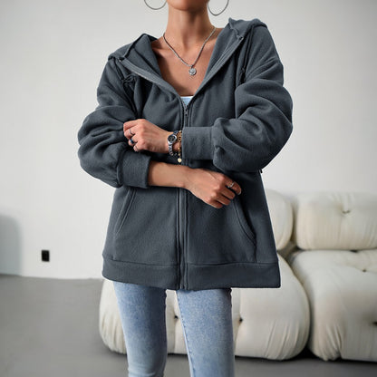 Casual Zipper Hooded Loose Cardigan Jacket