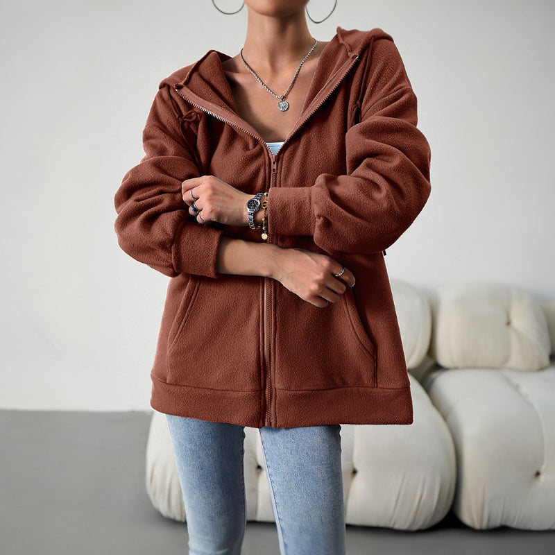 Casual Zipper Hooded Loose Cardigan Jacket