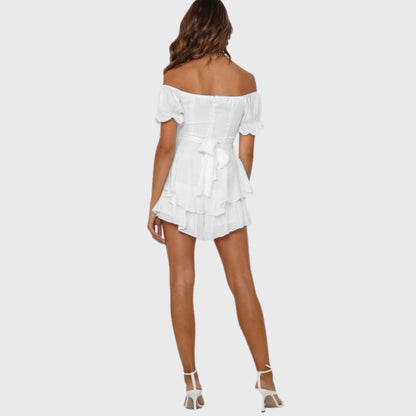 Casual Lantern Ruffle Sleeve Short Romper