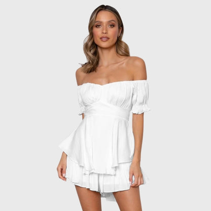 Casual Lantern Ruffle Sleeve Short Romper