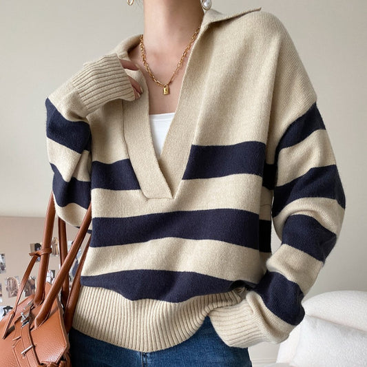 Casual Large Striped Loose Pullover Sweater