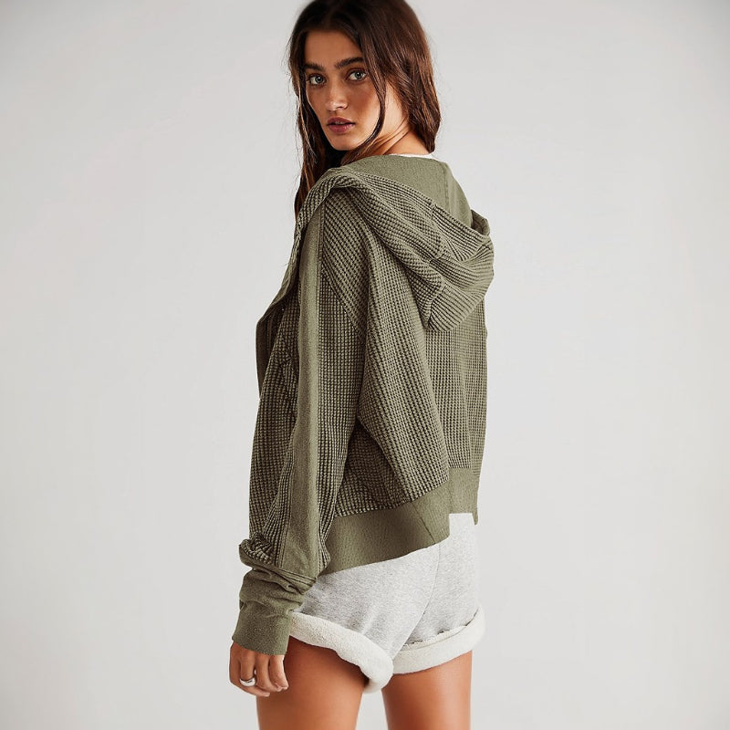 Casual Long Sleeve Zipper Hooded Sweatshirt