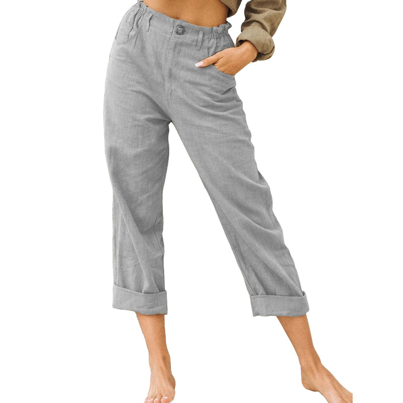 Casual Loose Elastic Linen Pants