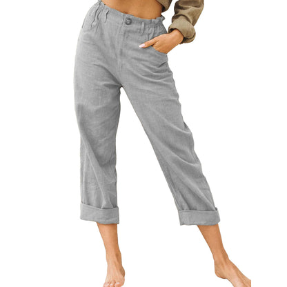 Casual Loose Elastic Linen Pants