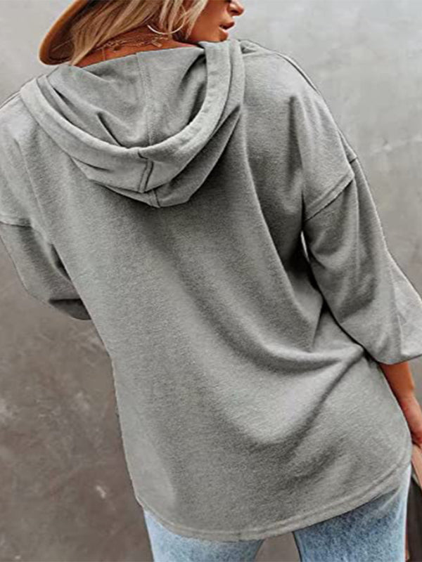 Casual Loose Solid Color Sweatshirt Hoodie