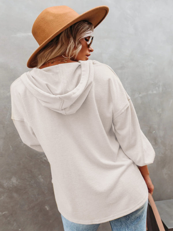 Casual Loose Solid Color Sweatshirt Hoodie