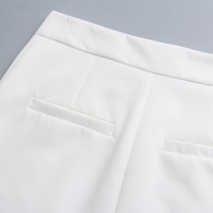 Pantalon boutonné uni décontracté