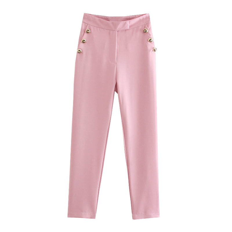 Casual Plain Button Pant