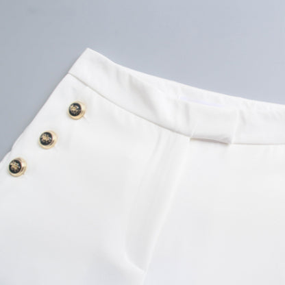 Pantalon boutonné uni décontracté