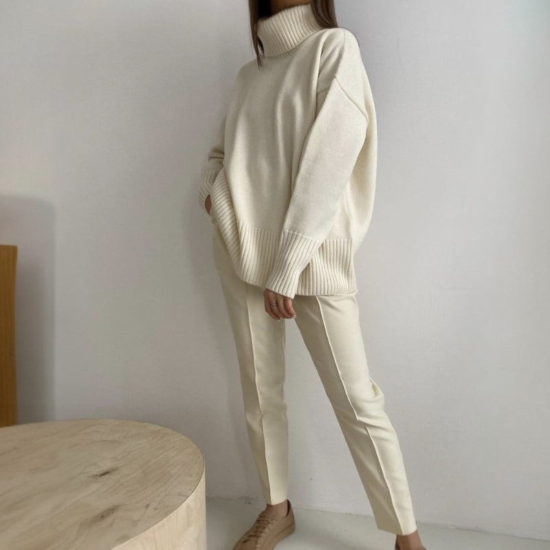 Casual Plain High Collar Knit Pullover Sweater