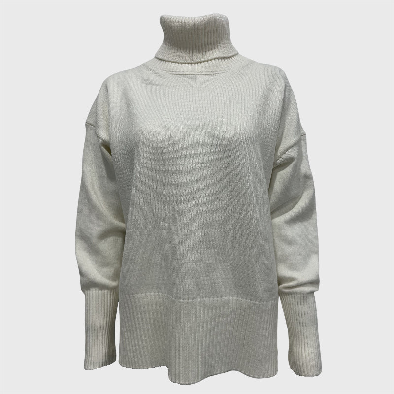 Casual Plain High Collar Knit Pullover Sweater