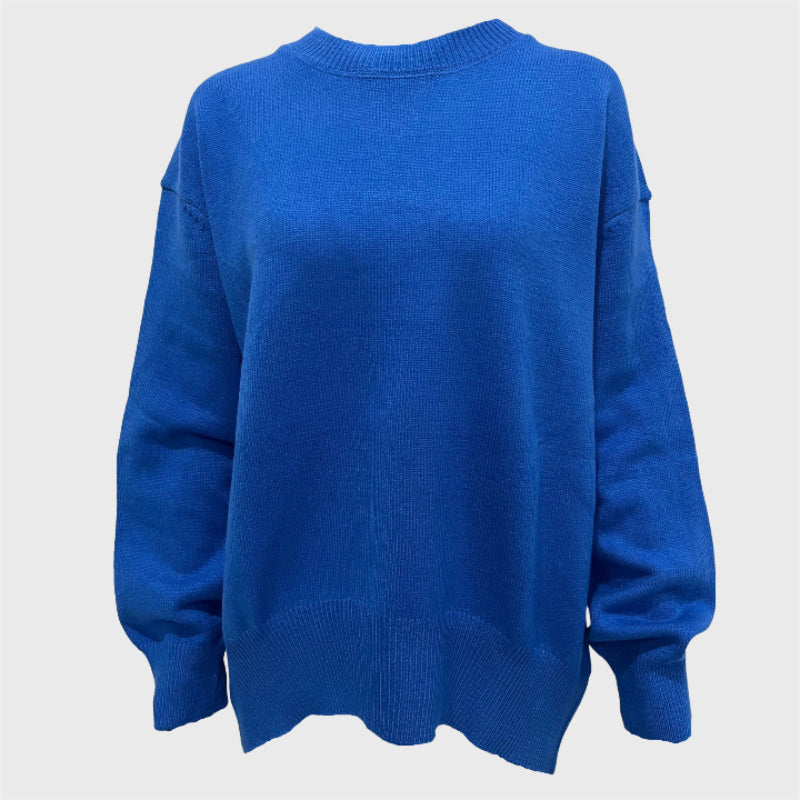 Casual Plain Knit Loose Pullover Sweater