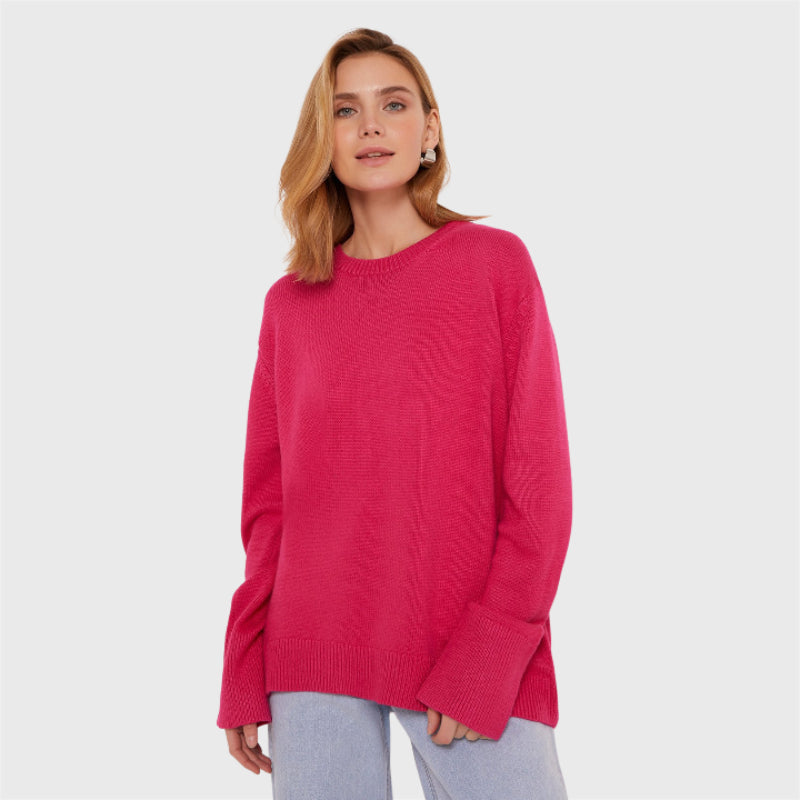 Casual Plain Knit Loose Pullover Sweater