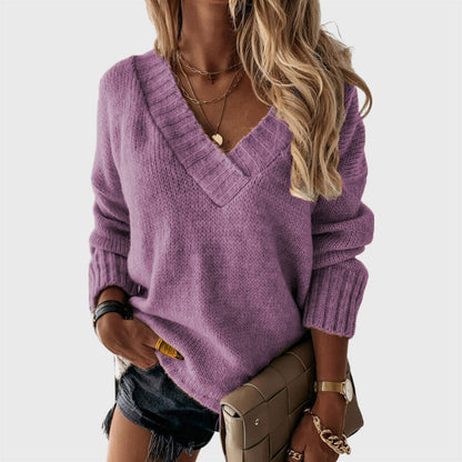 Casual Plain Long Sleeve Pullover Sweater