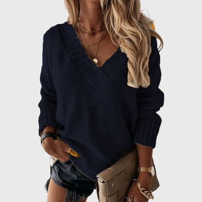 Casual Plain Long Sleeve Pullover Sweater