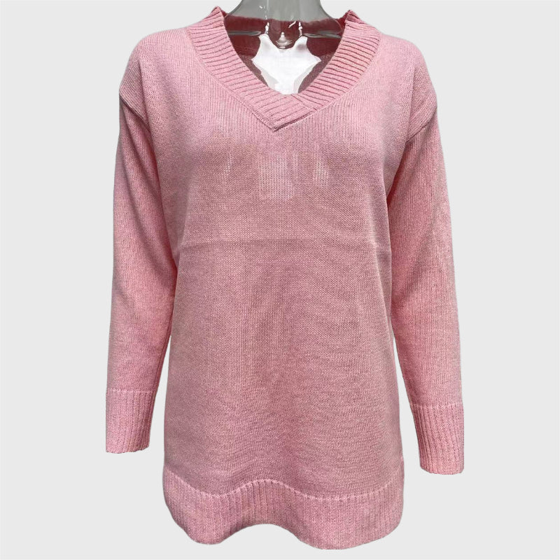 Lässiger, schlichter Pullover mit langen Ärmeln