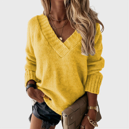 Casual Plain Long Sleeve Pullover Sweater
