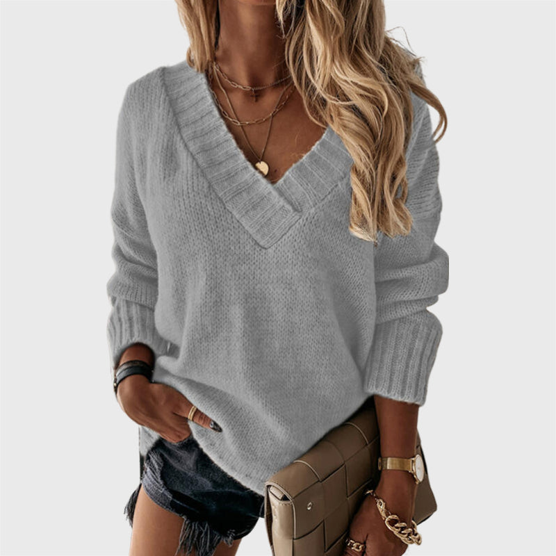 Casual Plain Long Sleeve Pullover Sweater