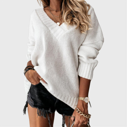Casual Plain Long Sleeve Pullover Sweater