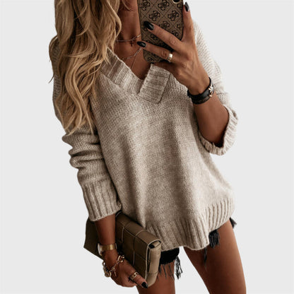 Casual Plain Long Sleeve Pullover Sweater