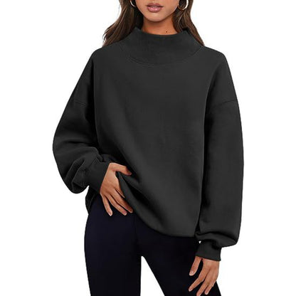 Casual Plain Slit Collar Sweatshirt