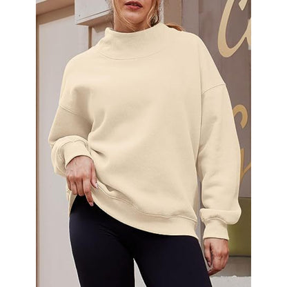 Casual Plain Slit Collar Sweatshirt