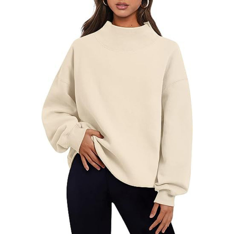 Casual Plain Slit Collar Sweatshirt