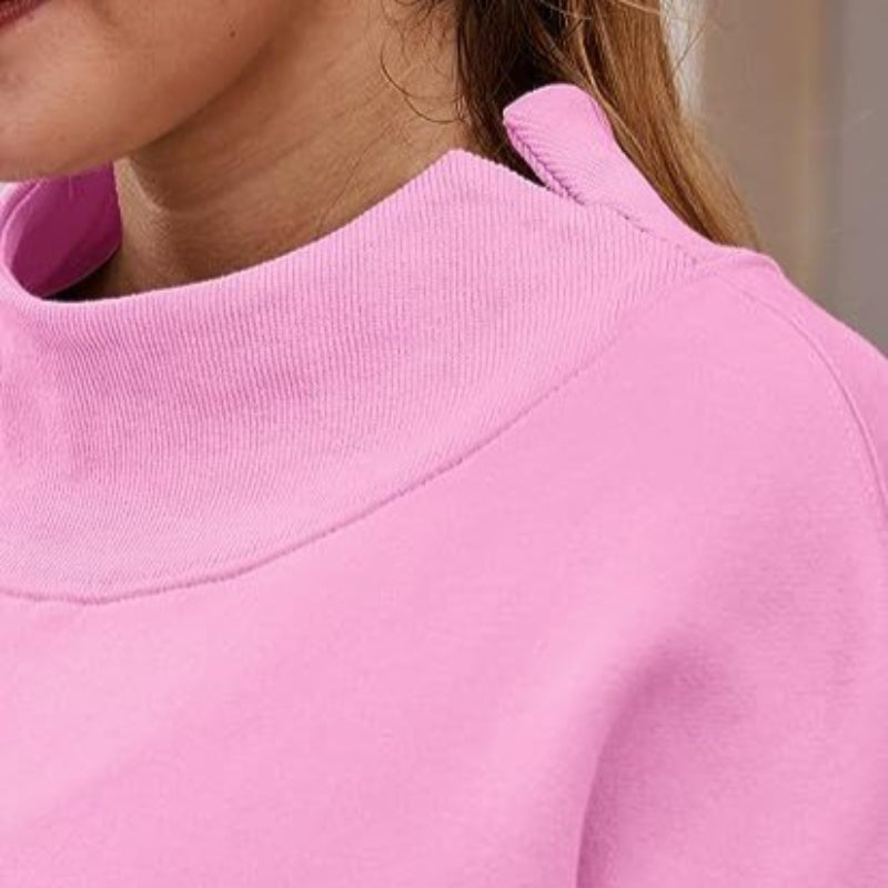 Lässiges, schlichtes Sweatshirt mit Schlitzkragen