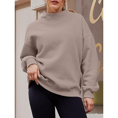 Casual Plain Slit Collar Sweatshirt