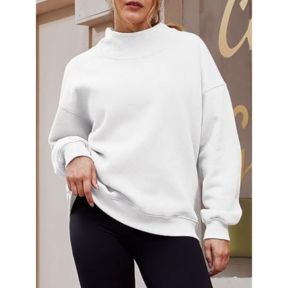 Casual Plain Slit Collar Sweatshirt