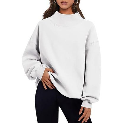 Casual Plain Slit Collar Sweatshirt