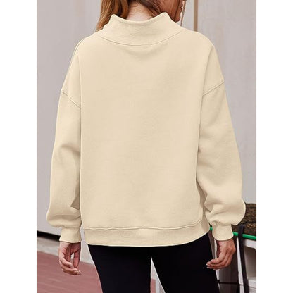 Casual Plain Slit Collar Sweatshirt