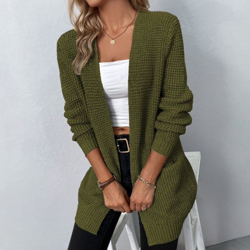 Lässiger, schlichter Pullover-Cardigan mit Taschenstrick