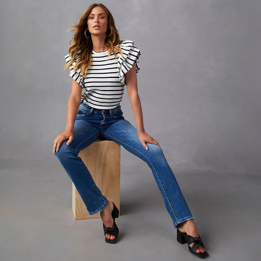 Jean en denim élastique coupe décontractée et décontractée