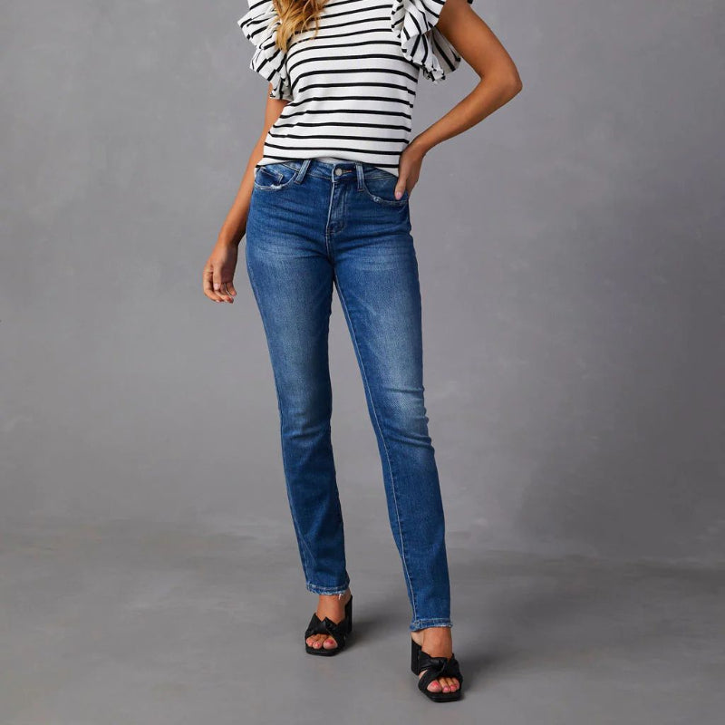 Casual Relaxed Fit Elastic Denim Jeans