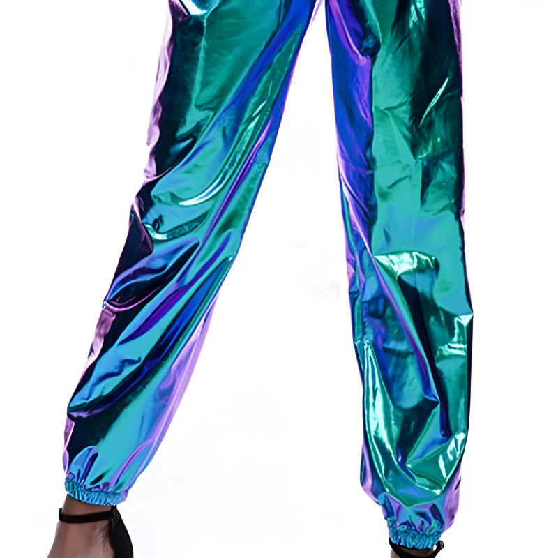 Casual Relaxed Fit Shiny Trousers