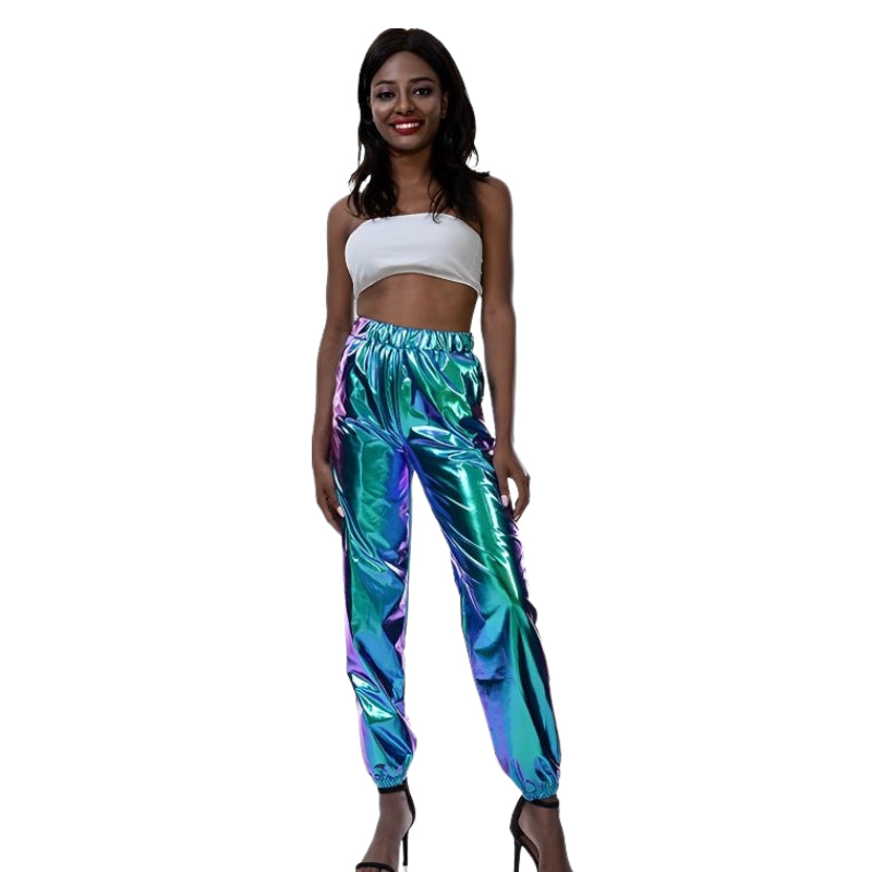 Casual Relaxed Fit Shiny Trousers