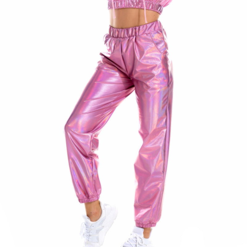 Casual Relaxed Fit Shiny Trousers