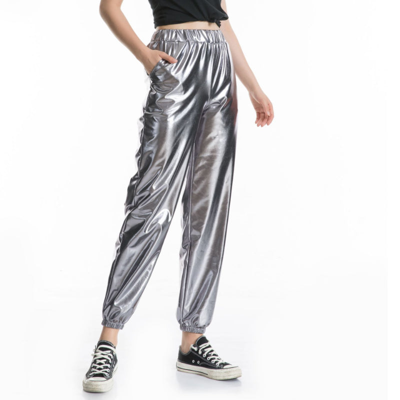 Casual Relaxed Fit Shiny Trousers