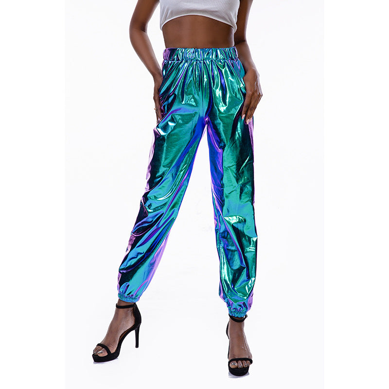 Casual Relaxed Fit Shiny Trousers