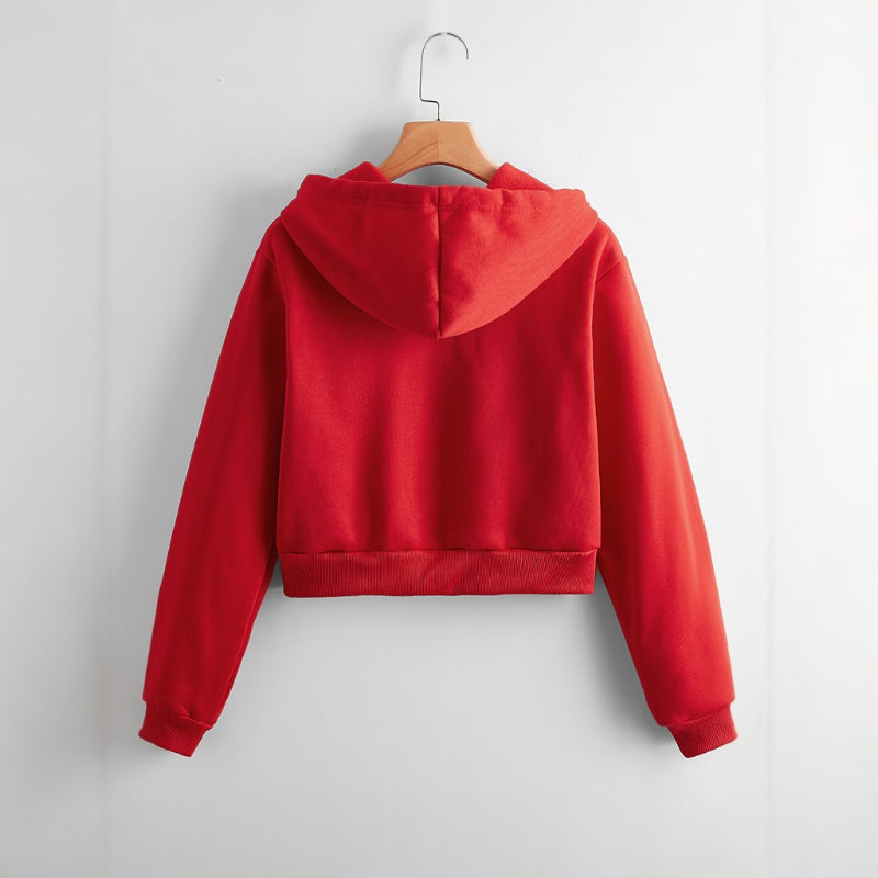 Casual Short Crop Pullover Hoodie