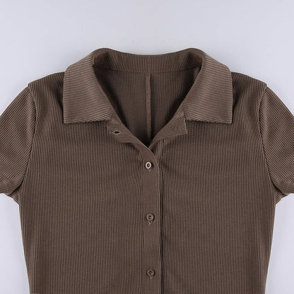 Casual Slim Fit Collar Button Romper