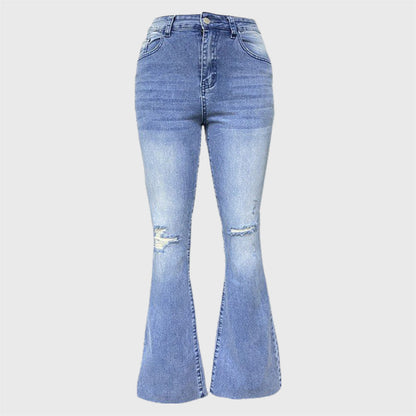 Casual Stretchy Ripped Flared Jeans